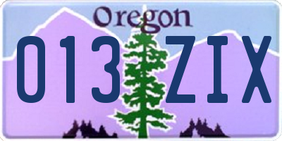 OR license plate 013ZIX