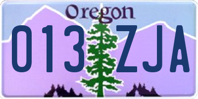 OR license plate 013ZJA