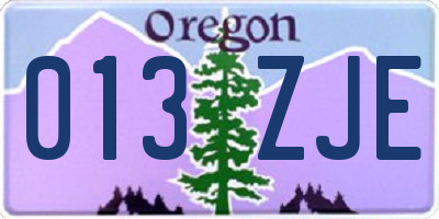 OR license plate 013ZJE