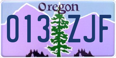 OR license plate 013ZJF