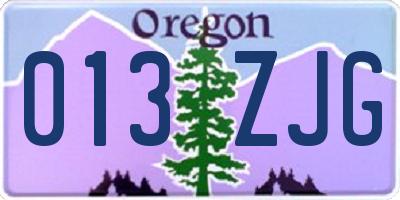 OR license plate 013ZJG
