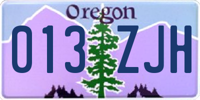 OR license plate 013ZJH