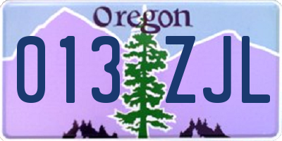 OR license plate 013ZJL