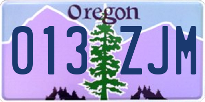 OR license plate 013ZJM