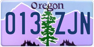 OR license plate 013ZJN