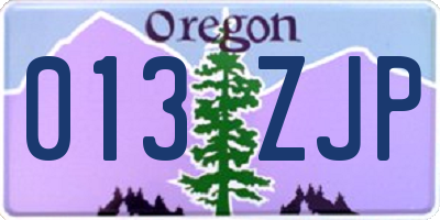OR license plate 013ZJP