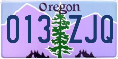 OR license plate 013ZJQ