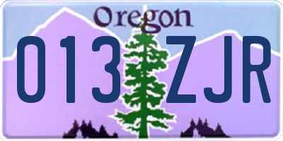 OR license plate 013ZJR