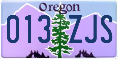 OR license plate 013ZJS