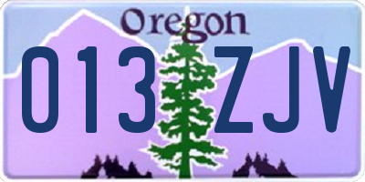 OR license plate 013ZJV