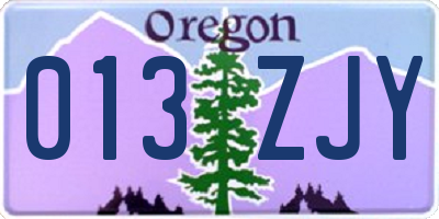 OR license plate 013ZJY