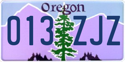 OR license plate 013ZJZ