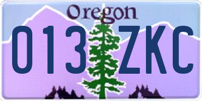OR license plate 013ZKC