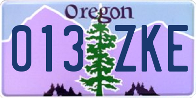 OR license plate 013ZKE