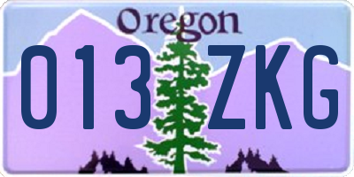 OR license plate 013ZKG
