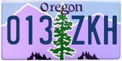 OR license plate 013ZKH