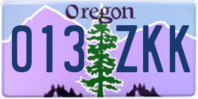 OR license plate 013ZKK