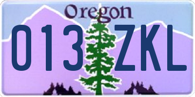 OR license plate 013ZKL