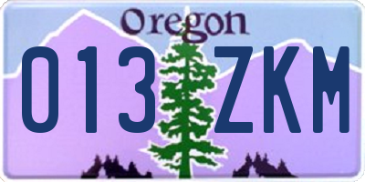 OR license plate 013ZKM