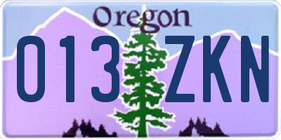 OR license plate 013ZKN