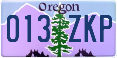 OR license plate 013ZKP