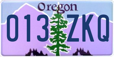 OR license plate 013ZKQ