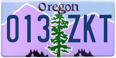 OR license plate 013ZKT