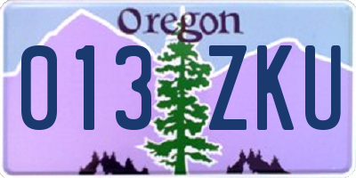 OR license plate 013ZKU