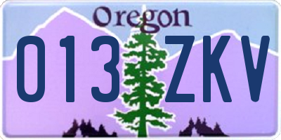 OR license plate 013ZKV