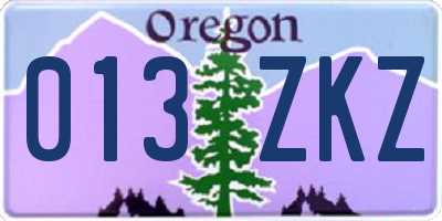OR license plate 013ZKZ