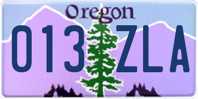 OR license plate 013ZLA