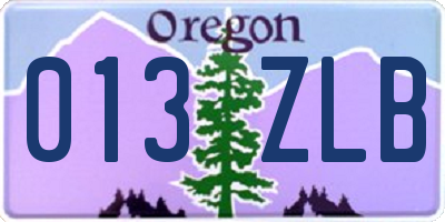 OR license plate 013ZLB