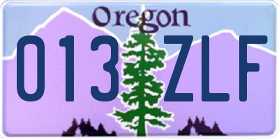 OR license plate 013ZLF