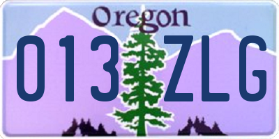 OR license plate 013ZLG