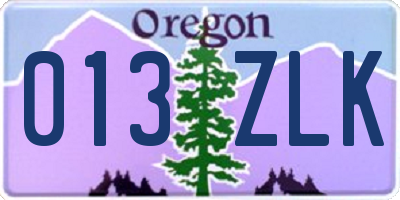 OR license plate 013ZLK