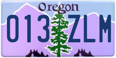 OR license plate 013ZLM