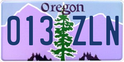 OR license plate 013ZLN