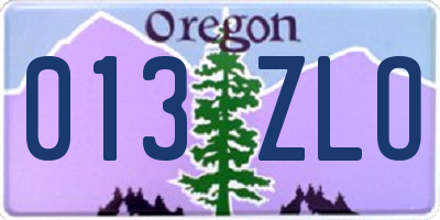 OR license plate 013ZLO