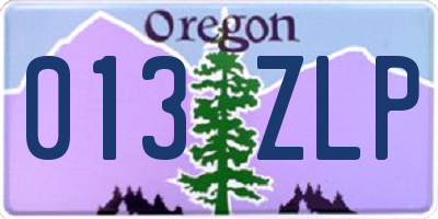 OR license plate 013ZLP