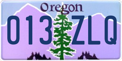 OR license plate 013ZLQ
