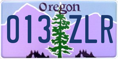 OR license plate 013ZLR