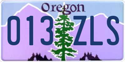 OR license plate 013ZLS