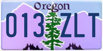 OR license plate 013ZLT