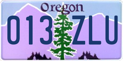 OR license plate 013ZLU