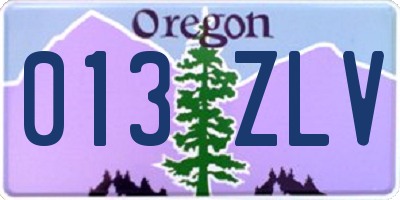 OR license plate 013ZLV