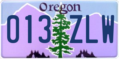 OR license plate 013ZLW