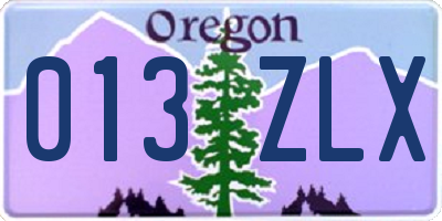 OR license plate 013ZLX