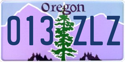 OR license plate 013ZLZ
