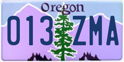 OR license plate 013ZMA