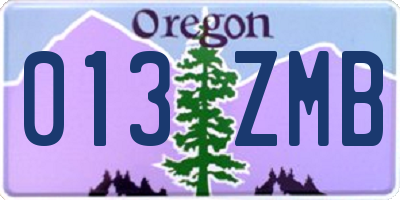 OR license plate 013ZMB